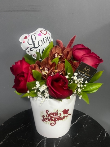 SERAMIKTE ORKIDE GUL ARANJMAN